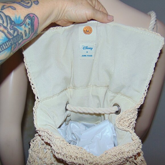 Disney X Junk Food Macrame Backpack Straw Red Mickey Puff + 2 Lilo Stitch Puffs - Picture 5 of 10